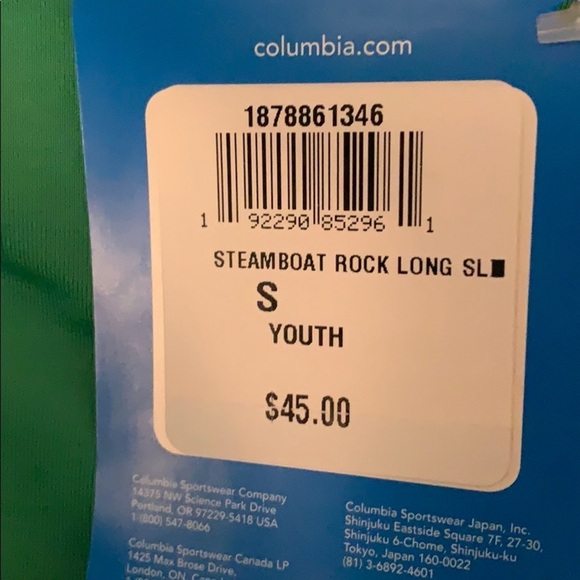 COLUMBIA Omni Steamboat Green Sunguard Shirt Boys - Picture 4 of 6